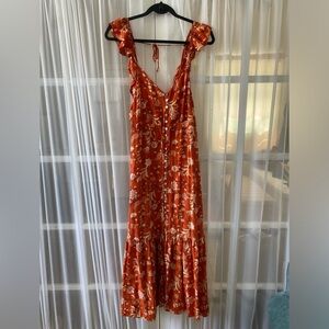 Orange Floral Maxi Dress